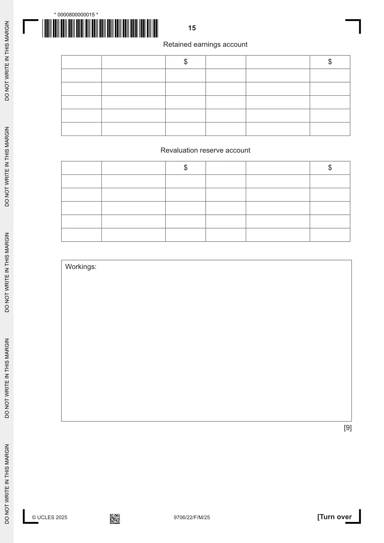 Cambridge A Level Accounting 9706 2025 Feb/March Paper 2 · Variant 2 question paper, page 15 of 24
