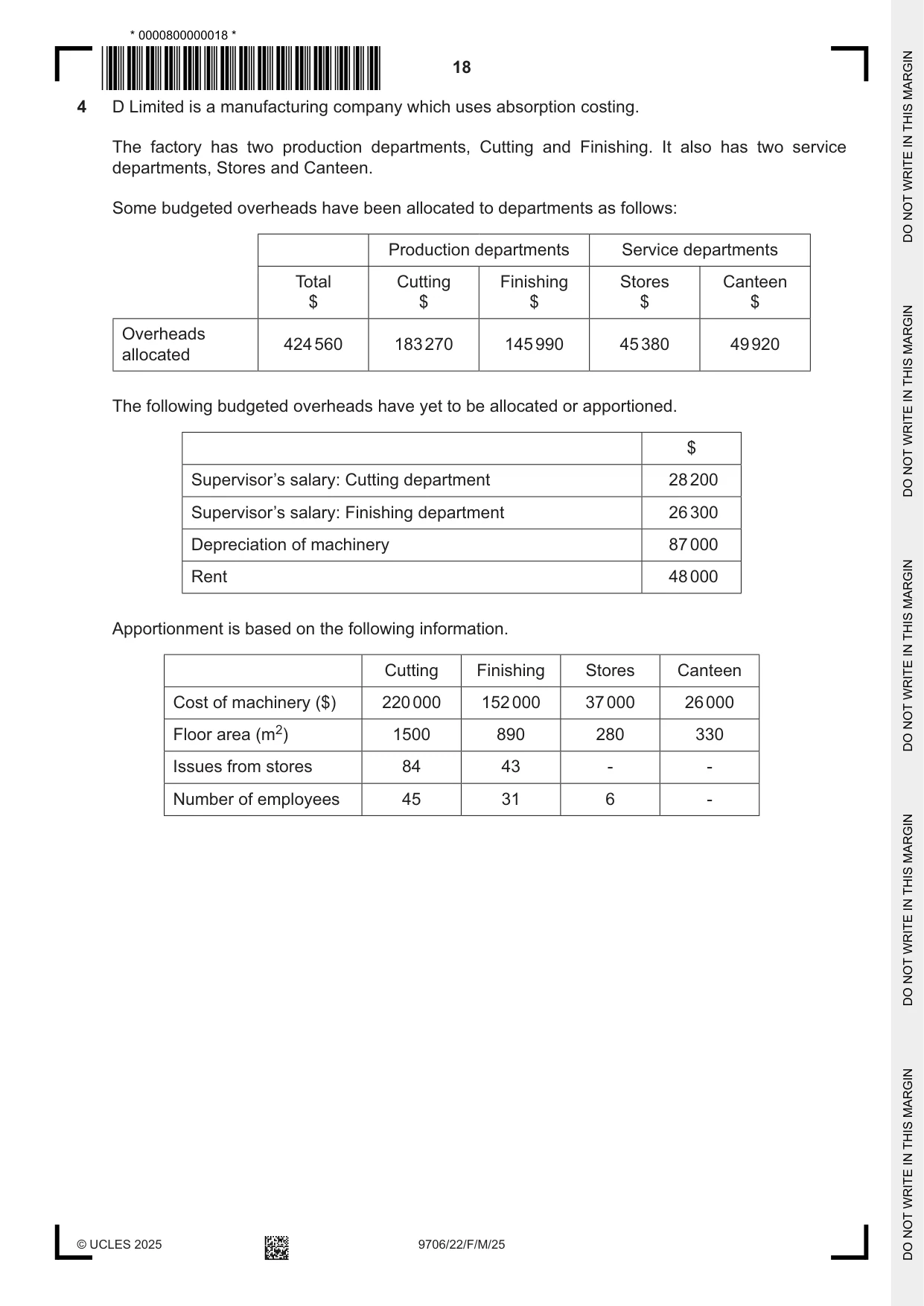 Cambridge A Level Accounting 9706 2025 Feb/March Paper 2 · Variant 2 question paper, page 18 of 24