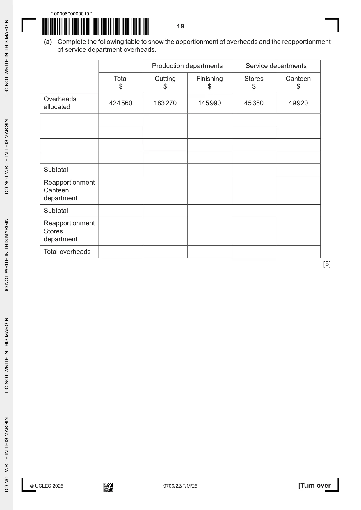 Cambridge A Level Accounting 9706 2025 Feb/March Paper 2 · Variant 2 question paper, page 19 of 24