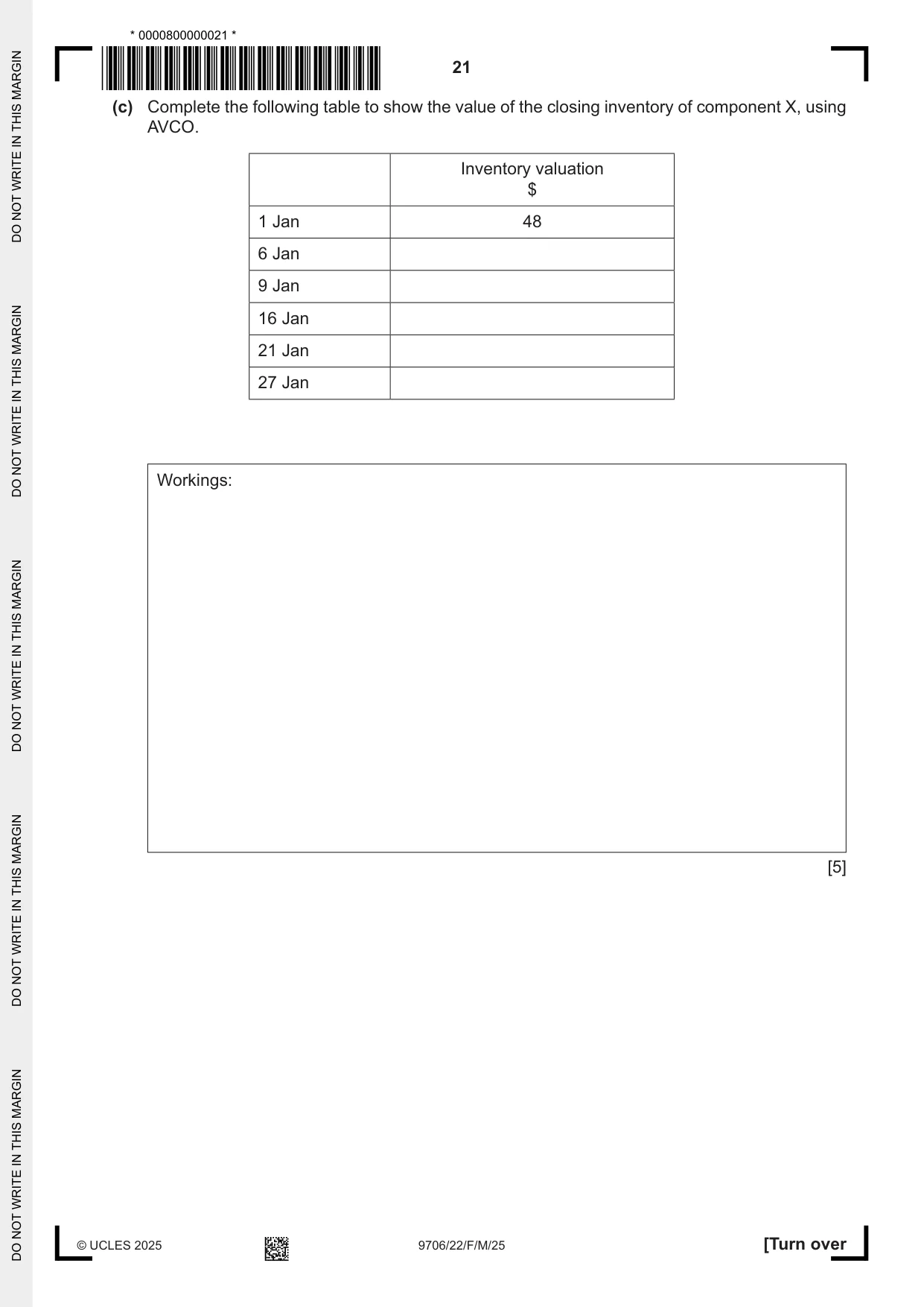 Cambridge A Level Accounting 9706 2025 Feb/March Paper 2 · Variant 2 question paper, page 21 of 24