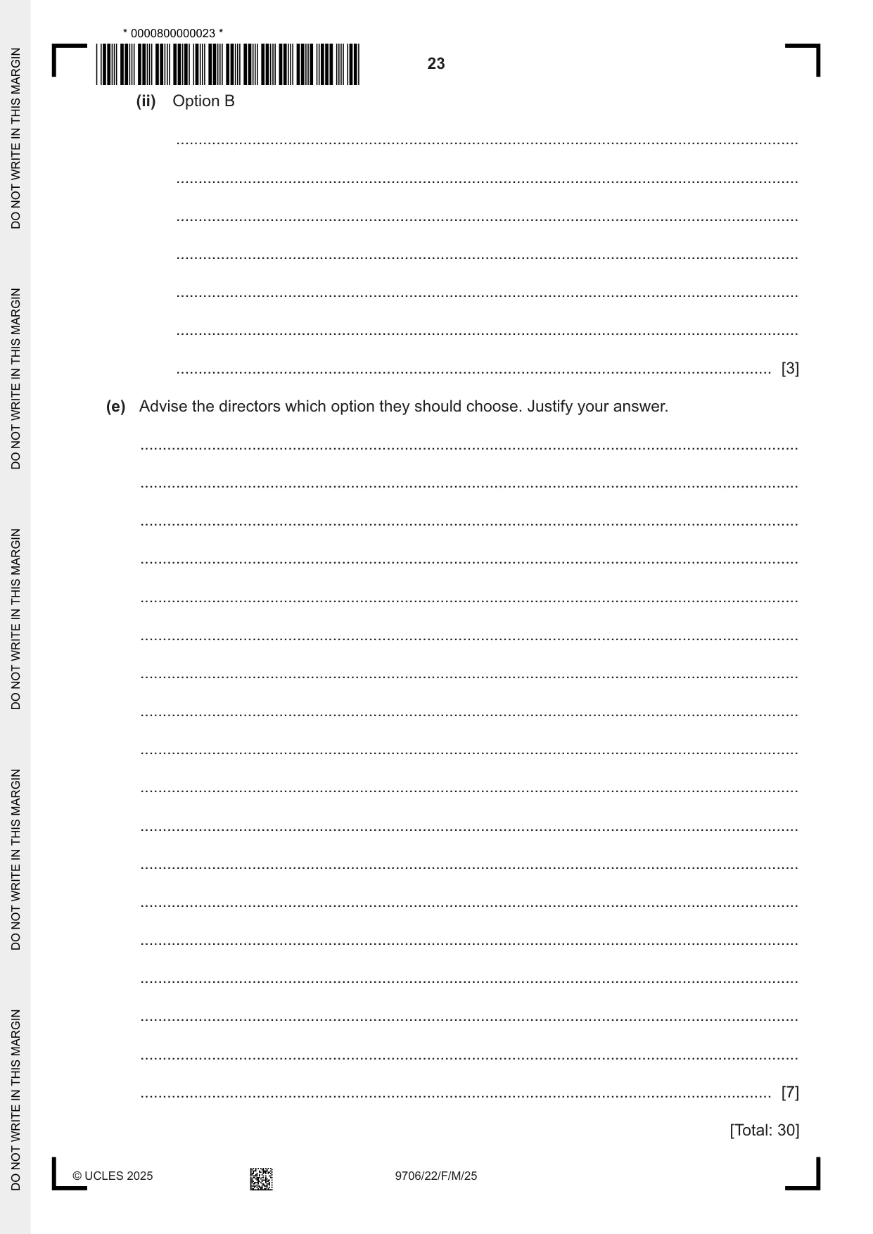 Cambridge A Level Accounting 9706 2025 Feb/March Paper 2 · Variant 2 question paper, page 23 of 24