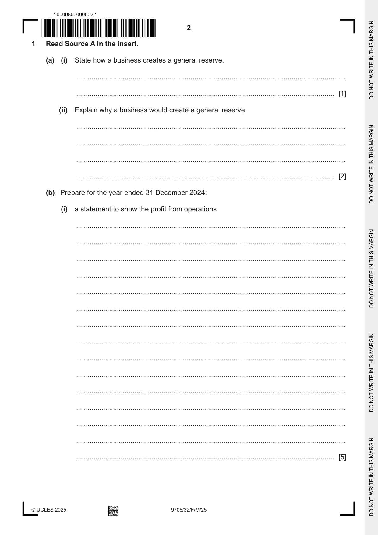 Cambridge A Level Accounting 9706 2025 Feb/March Paper 3 · Variant 2 question paper, page 2 of 16