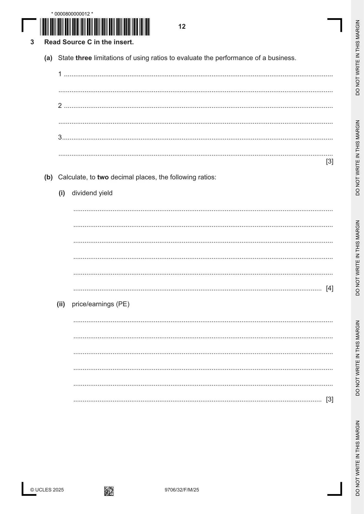 Cambridge A Level Accounting 9706 2025 Feb/March Paper 3 · Variant 2 question paper, page 12 of 16