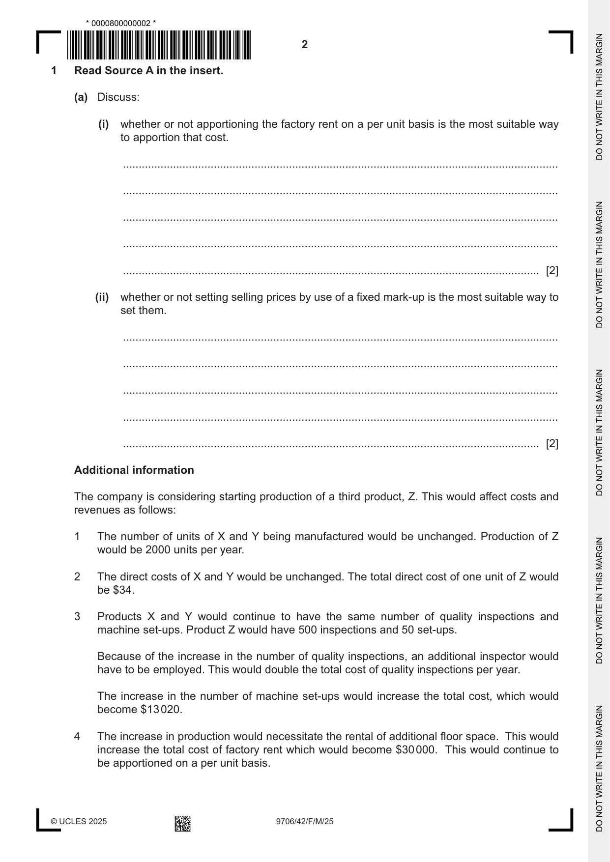 Cambridge A Level Accounting 9706 2025 Feb/March Paper 4 · Variant 2 question paper, page 2 of 12
