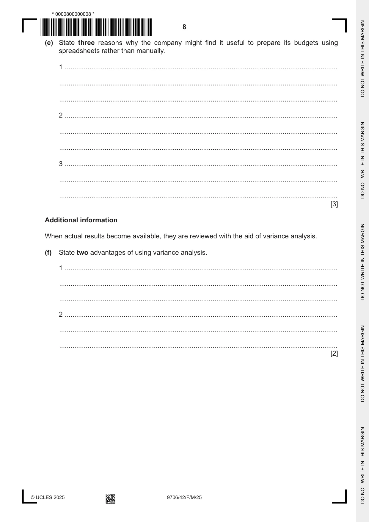 Cambridge A Level Accounting 9706 2025 Feb/March Paper 4 · Variant 2 question paper, page 8 of 12