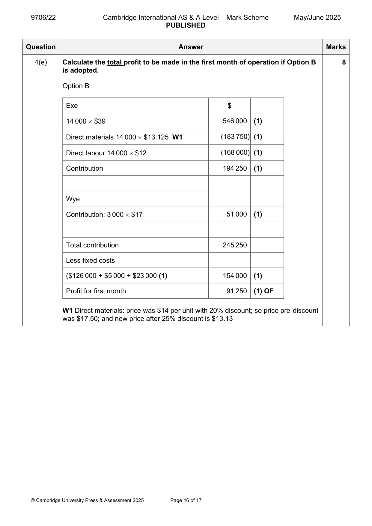 Mark scheme, page 16 of 17