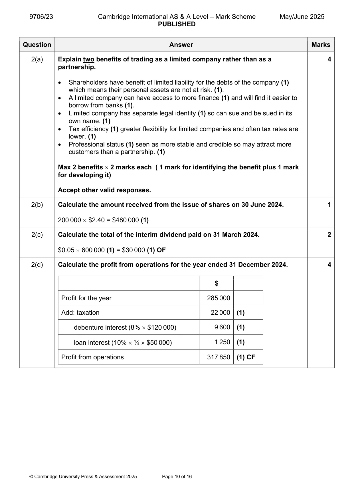Mark scheme, page 10 of 16
