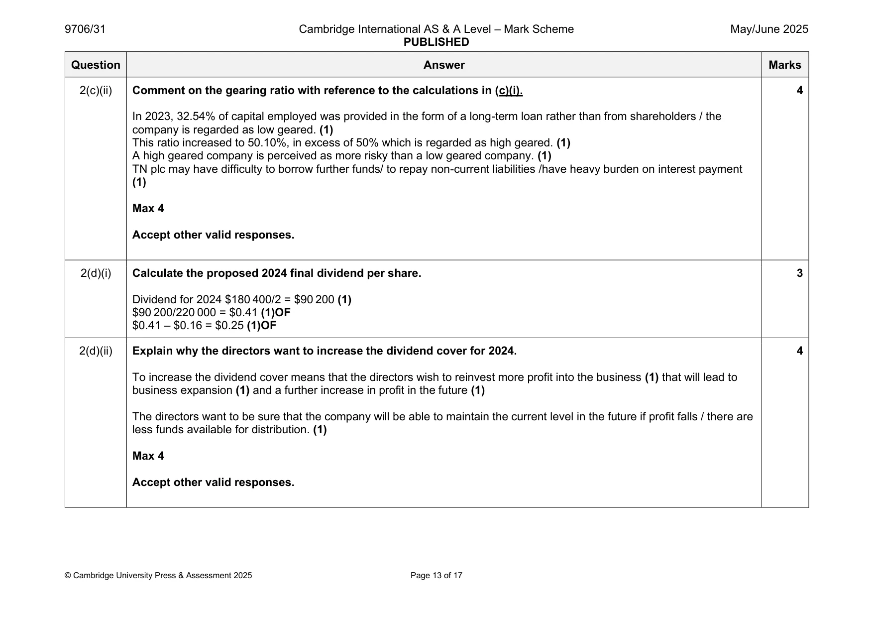 Mark scheme, page 13 of 17