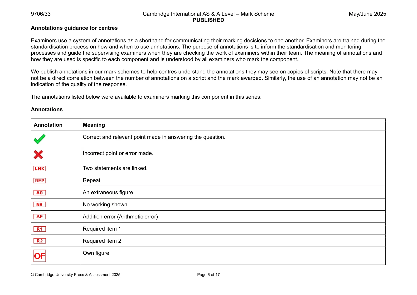 Mark scheme, page 6 of 17