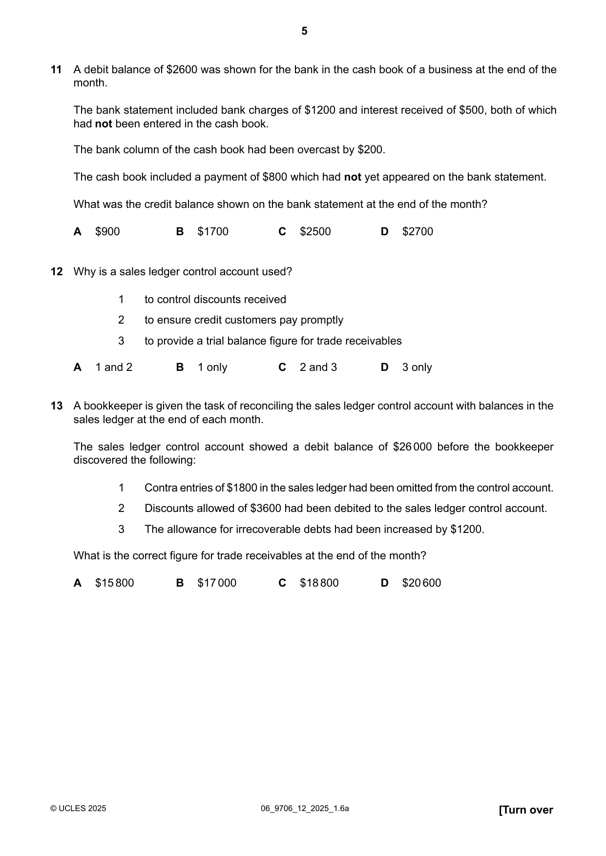 Cambridge A Level Accounting 9706 2025 May/June Paper 1 · Variant 2 question paper, page 5 of 12