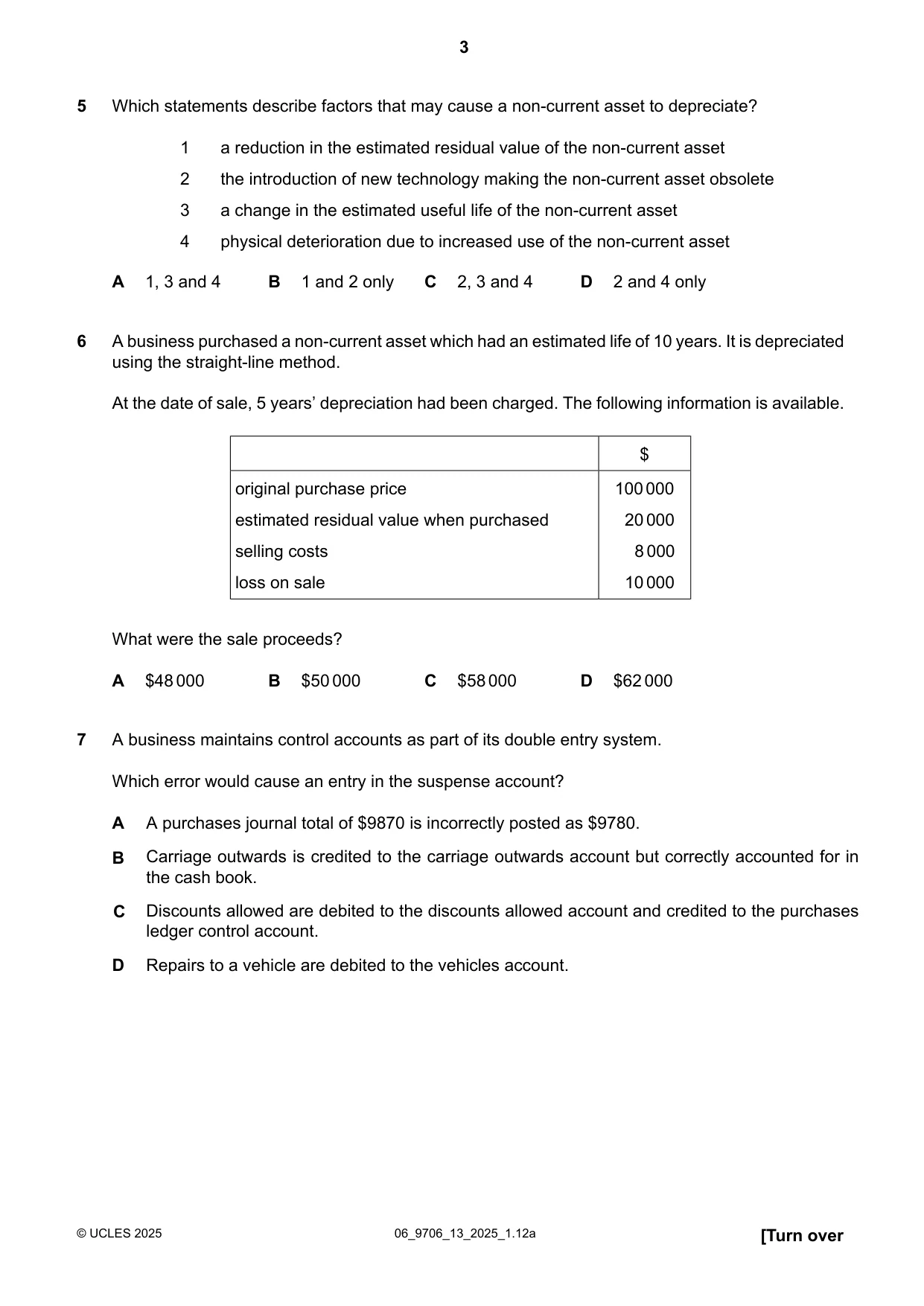 Cambridge A Level Accounting 9706 2025 May/June Paper 1 · Variant 3 question paper, page 3 of 12