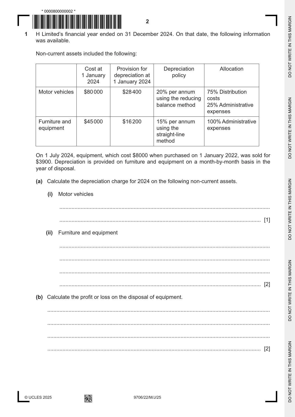 Cambridge A Level Accounting 9706 2025 May/June Paper 2 · Variant 2 question paper, page 2 of 20