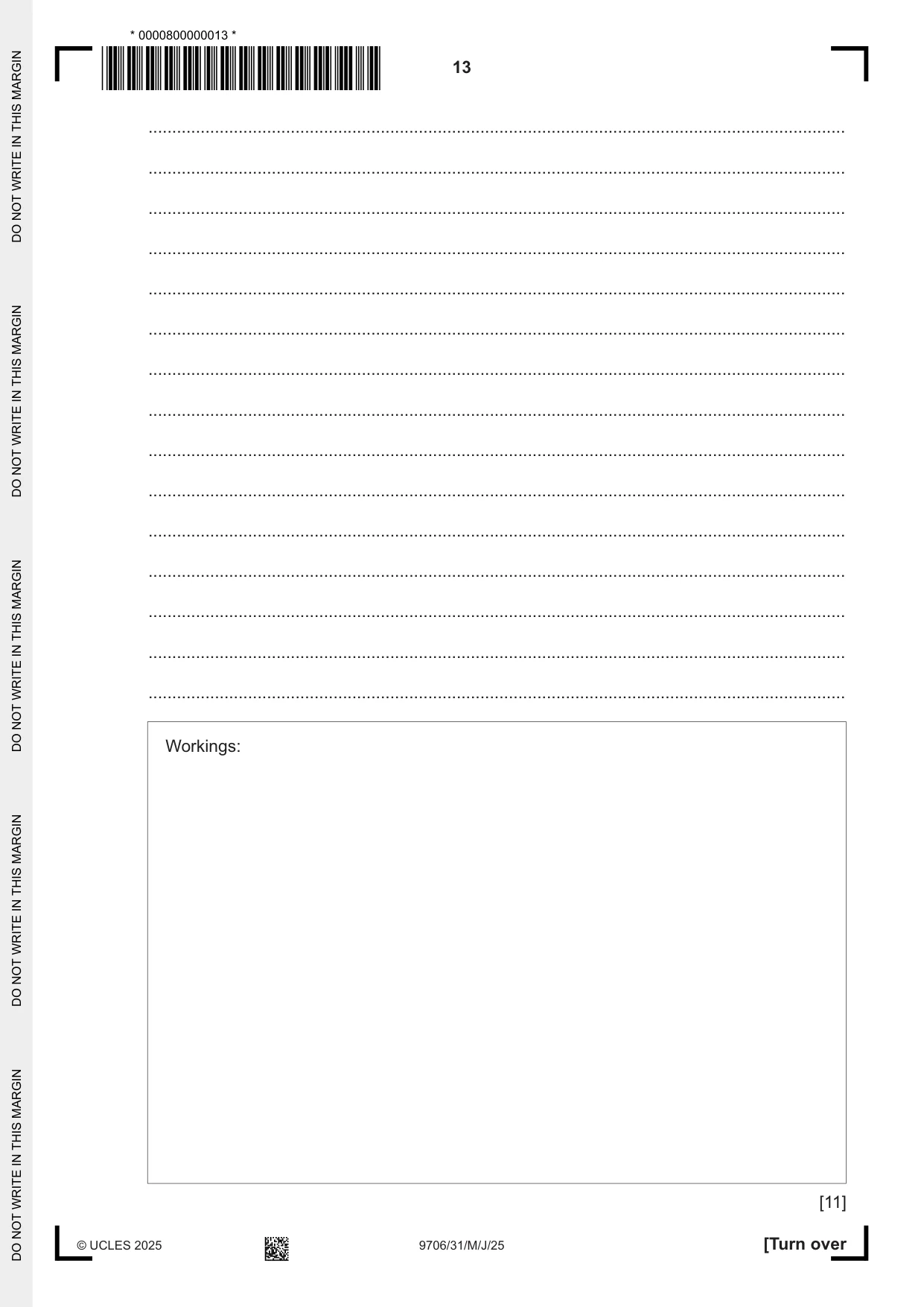 Cambridge A Level Accounting 9706 2025 May/June Paper 3 · Variant 1 question paper, page 13 of 16