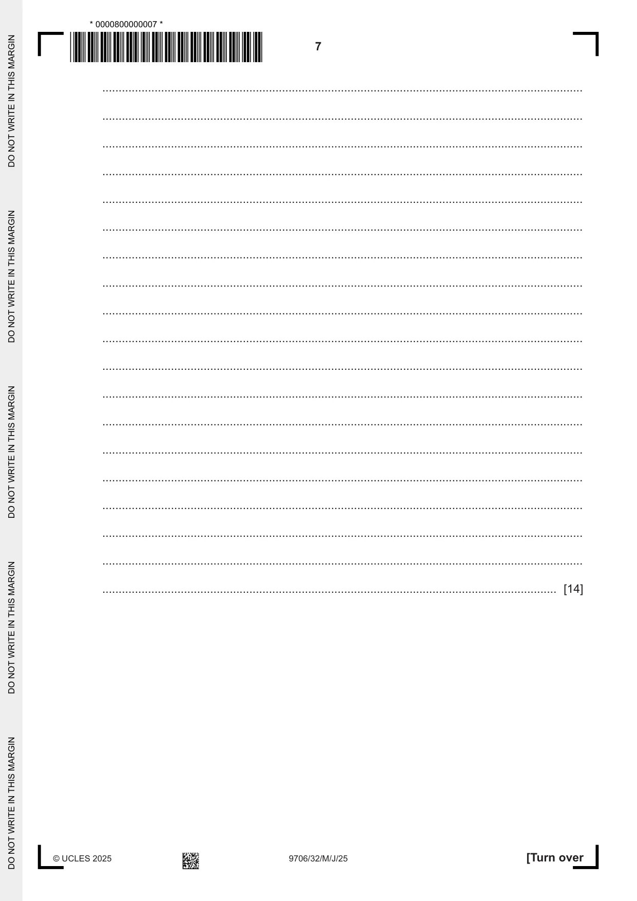 Cambridge A Level Accounting 9706 2025 May/June Paper 3 · Variant 2 question paper, page 7 of 12
