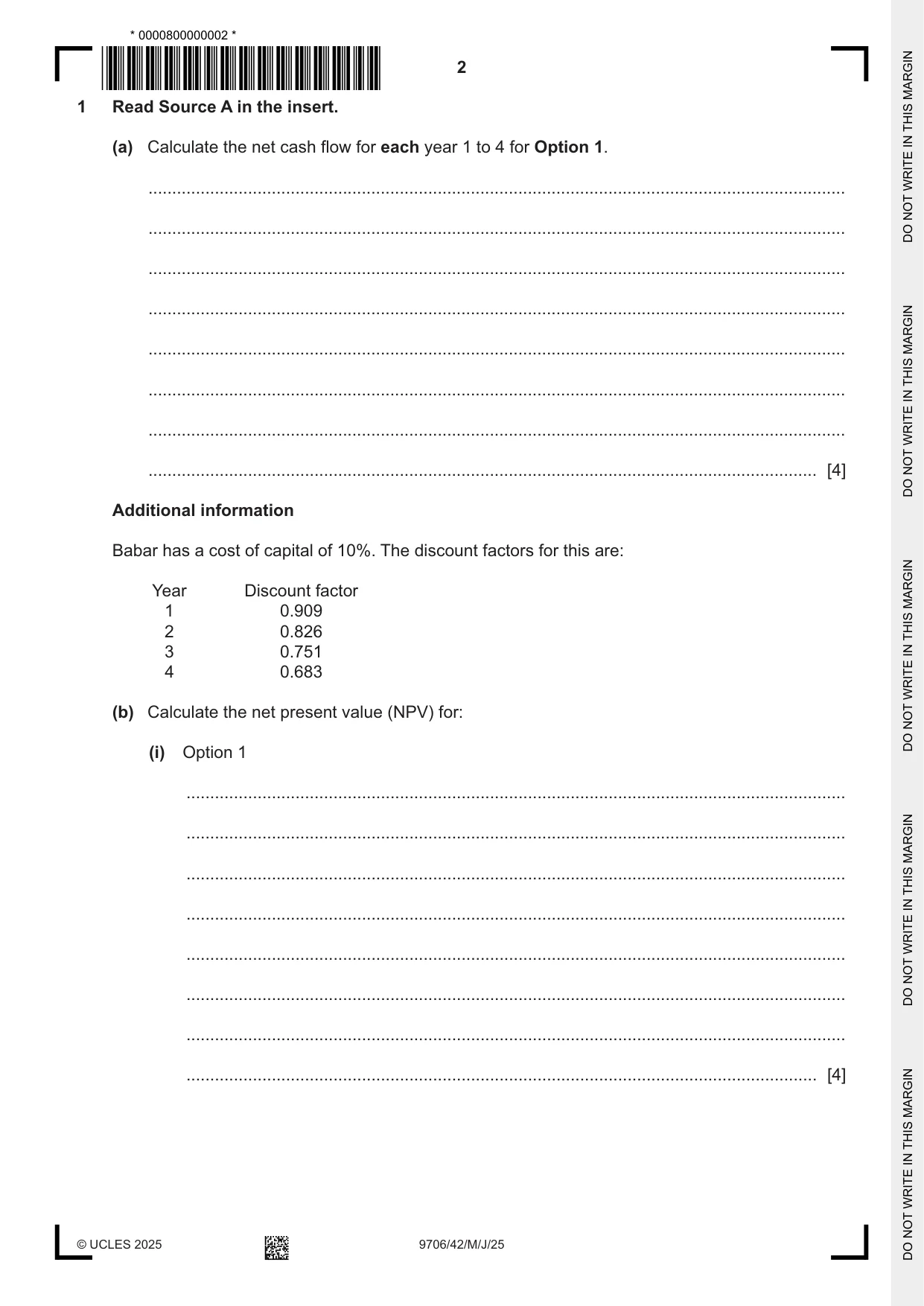 Cambridge A Level Accounting 9706 2025 May/June Paper 4 · Variant 2 question paper, page 2 of 8