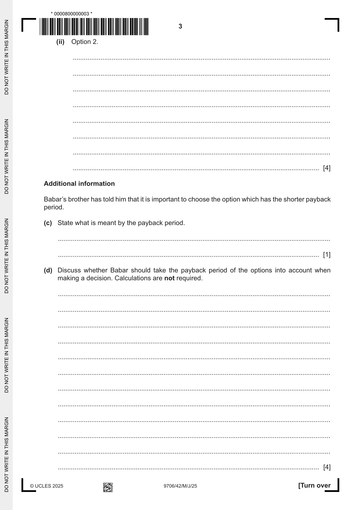 Cambridge A Level Accounting 9706 2025 May/June Paper 4 · Variant 2 question paper, page 3 of 8