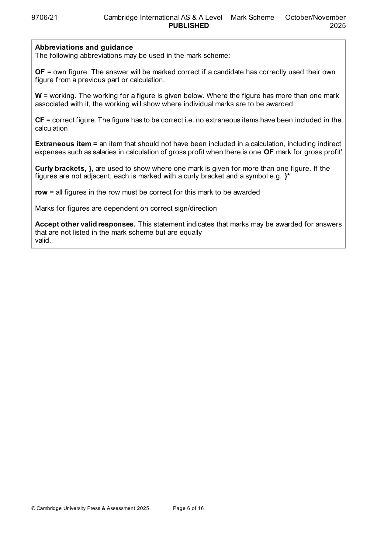 Mark scheme, page 6 of 16