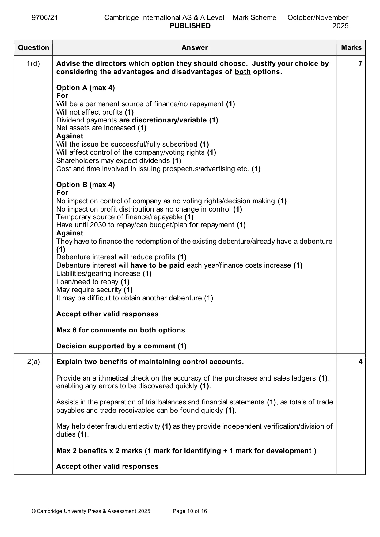 Mark scheme, page 10 of 16