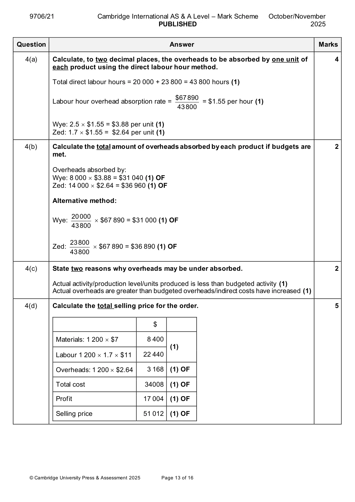 Mark scheme, page 13 of 16