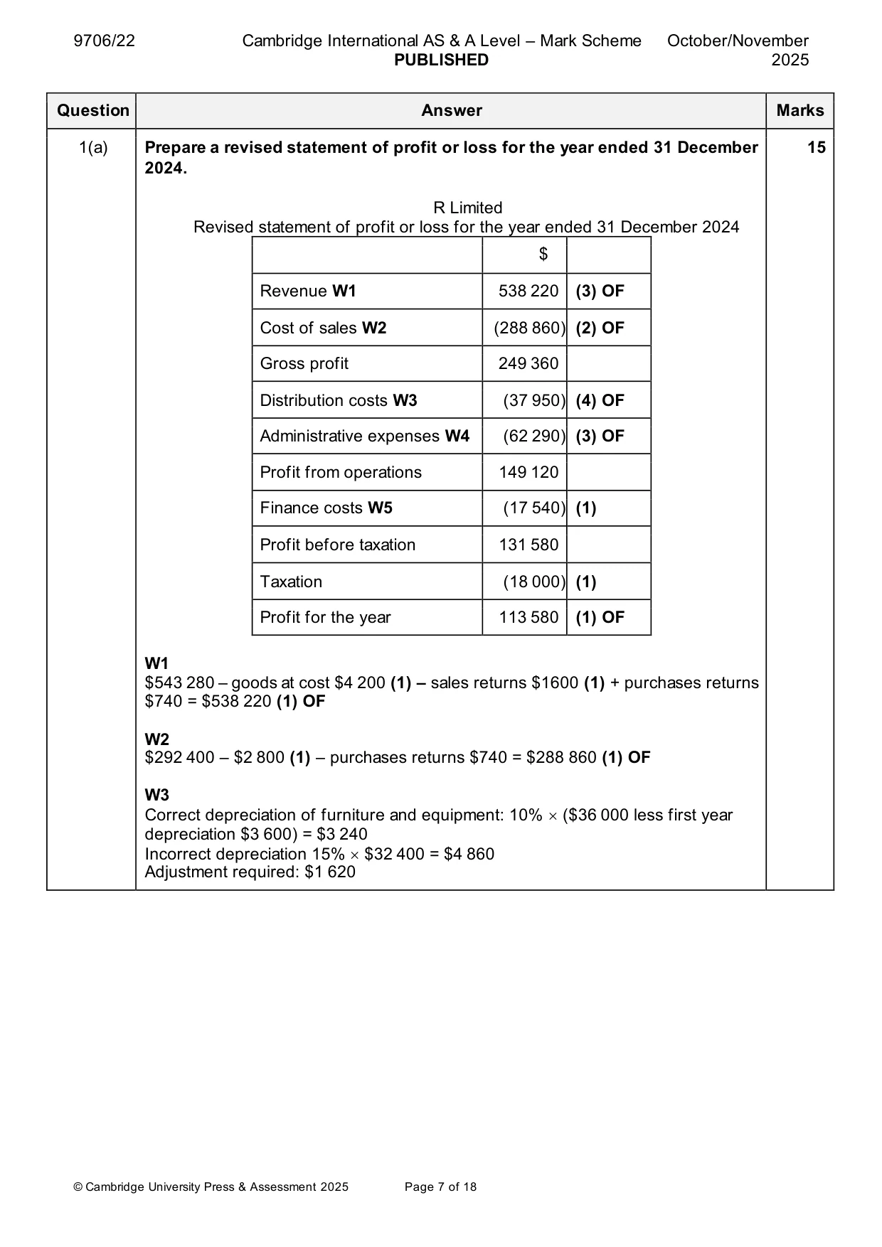 Mark scheme, page 7 of 18