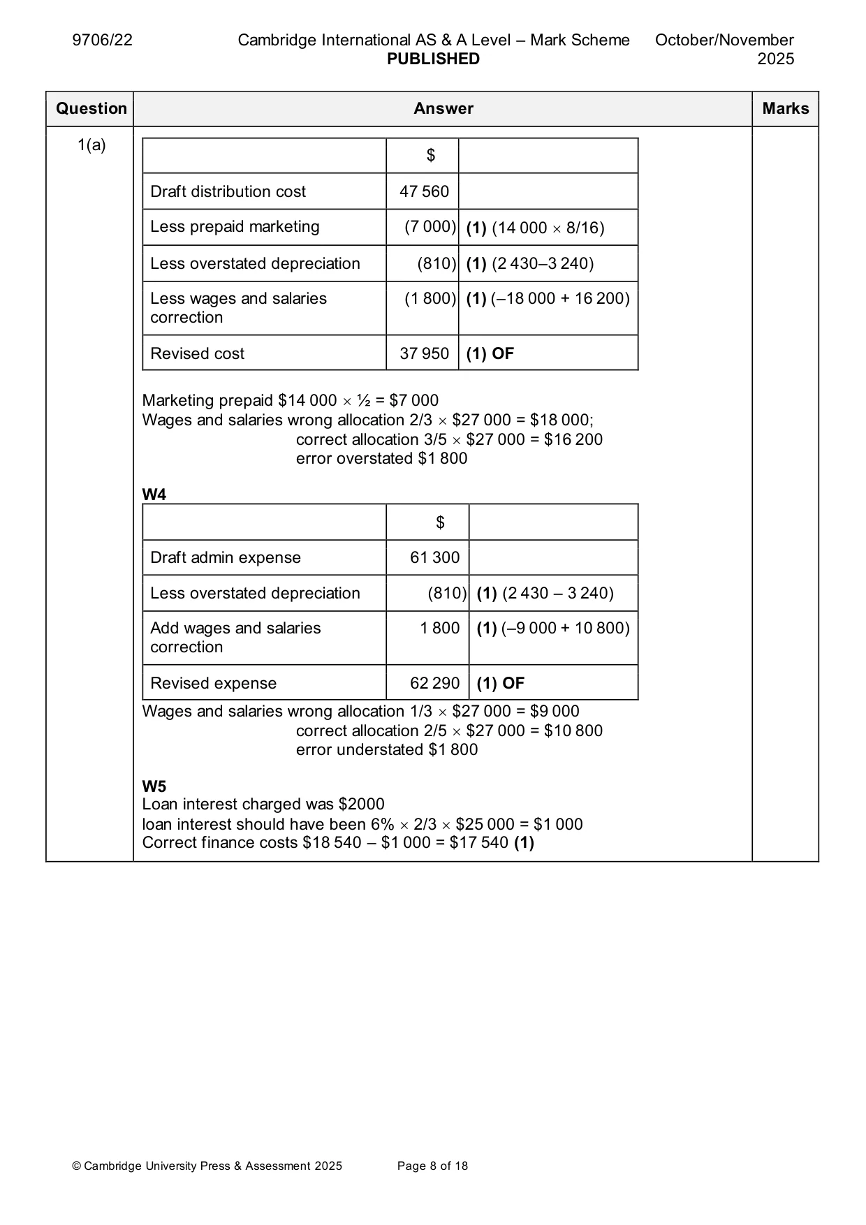 Mark scheme, page 8 of 18