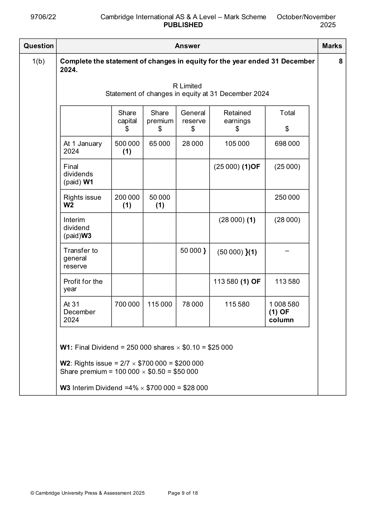 Mark scheme, page 9 of 18