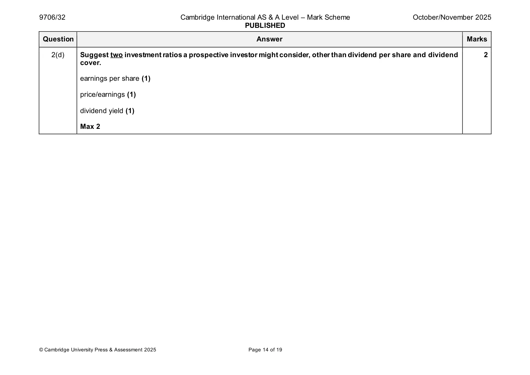 Mark scheme, page 14 of 19