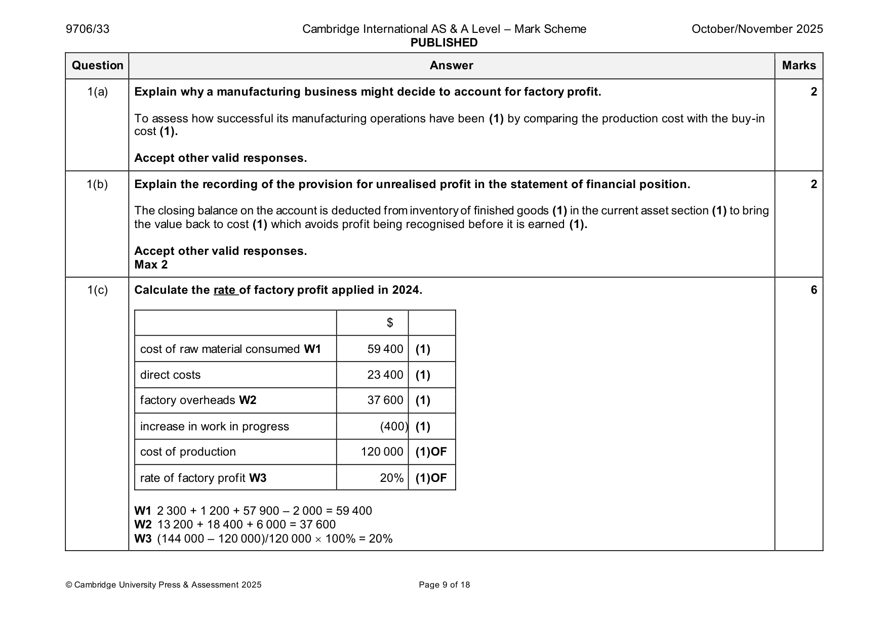 Mark scheme, page 9 of 18