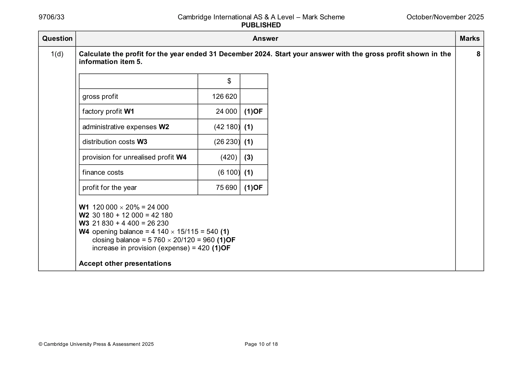 Mark scheme, page 10 of 18