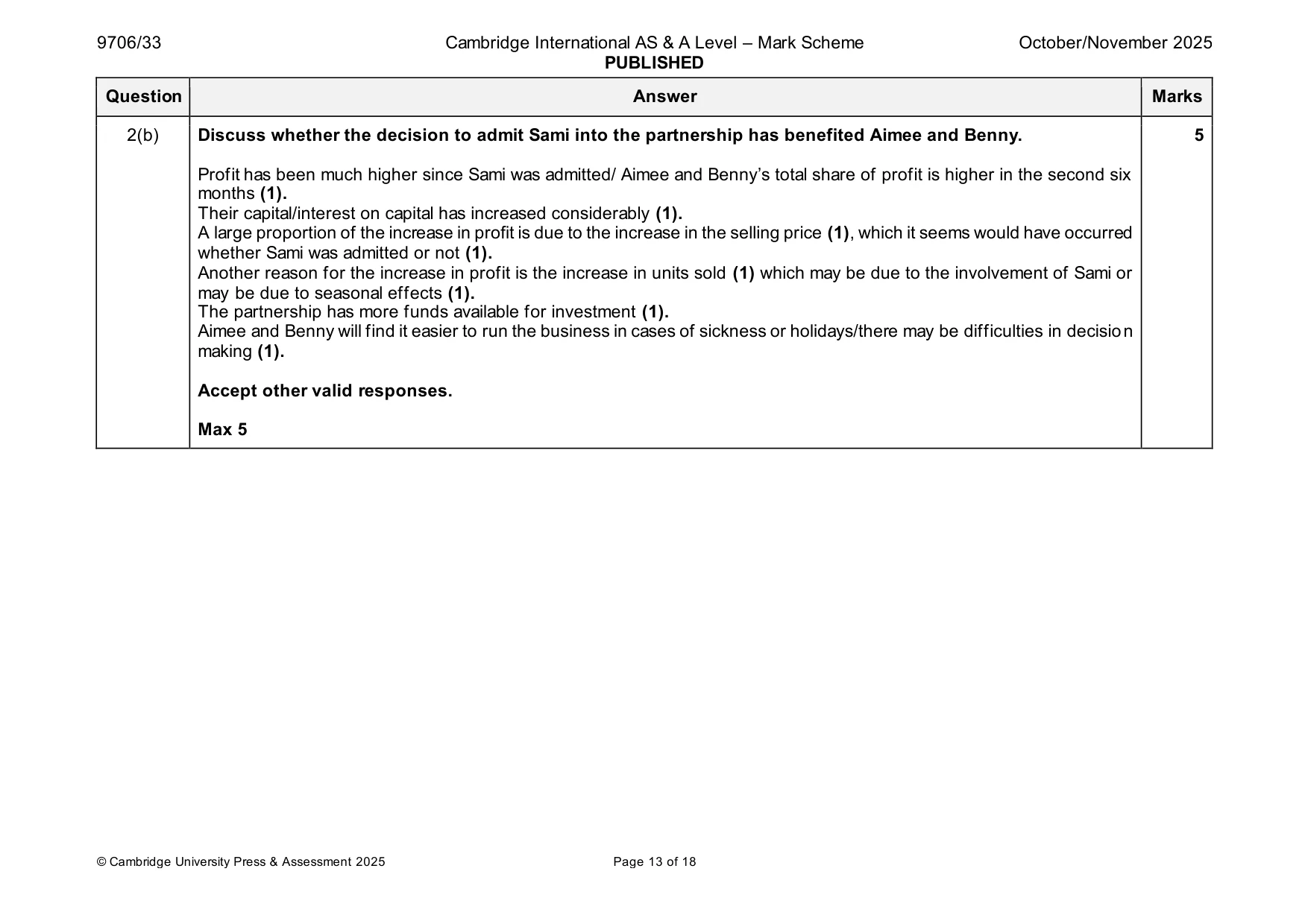 Mark scheme, page 13 of 18