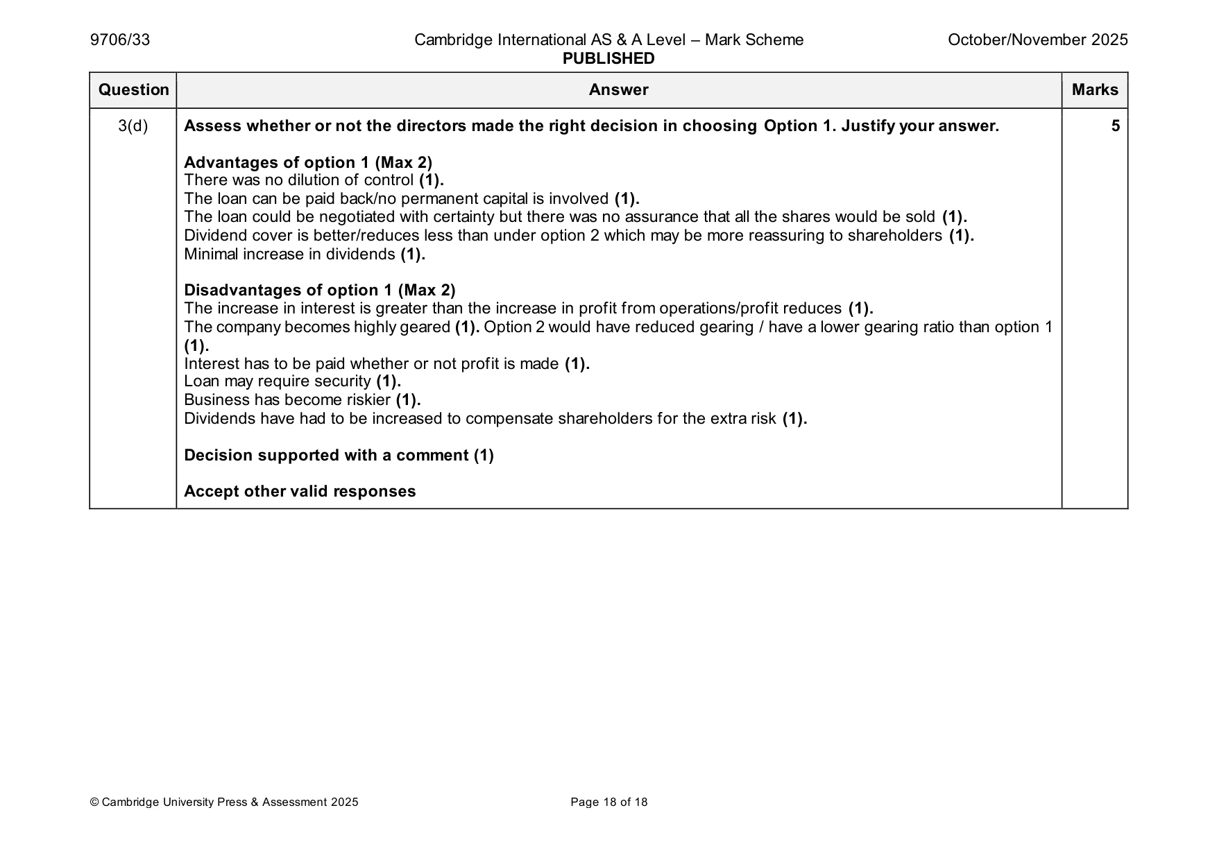 Mark scheme, page 18 of 18