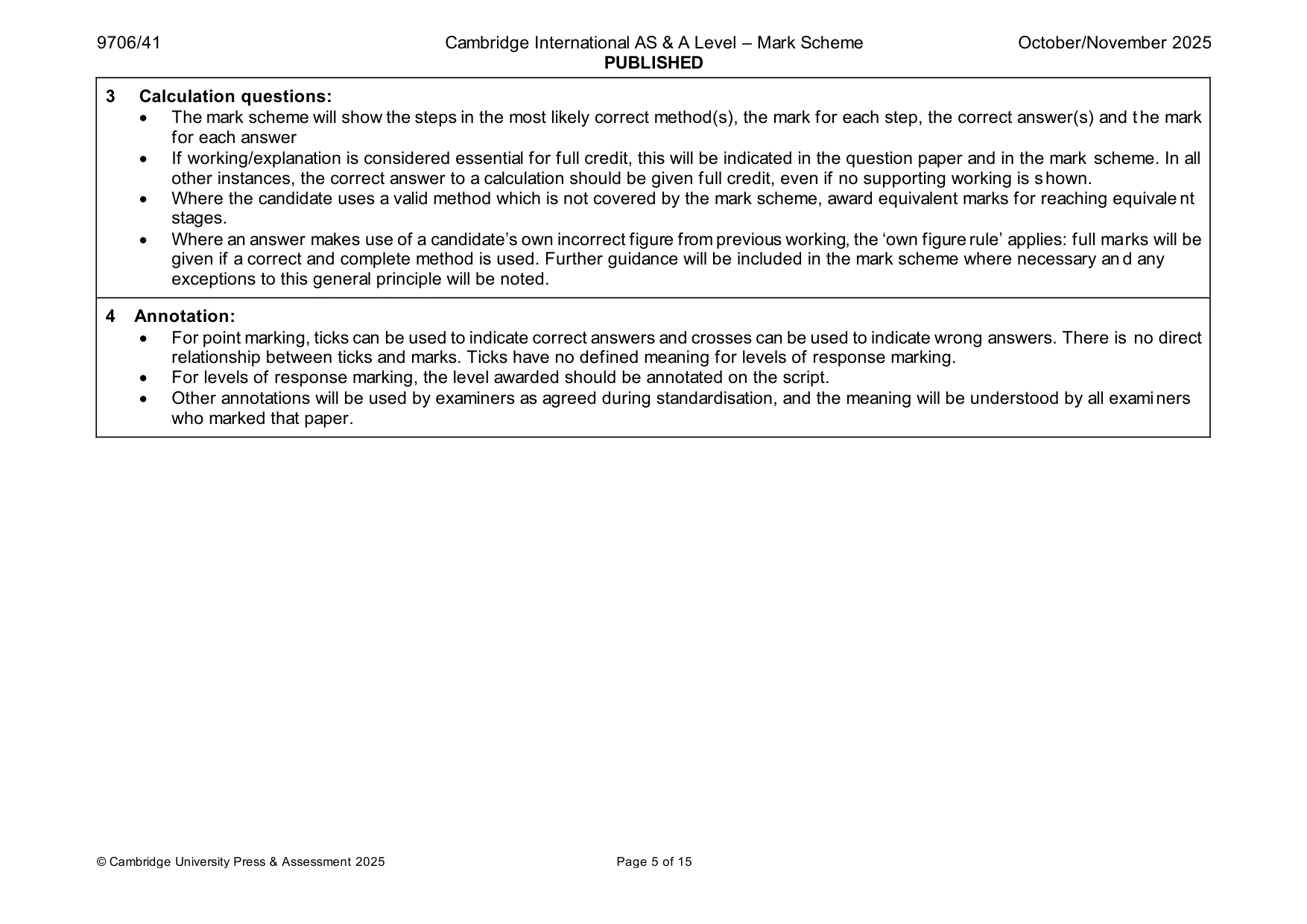 Mark scheme, page 5 of 15