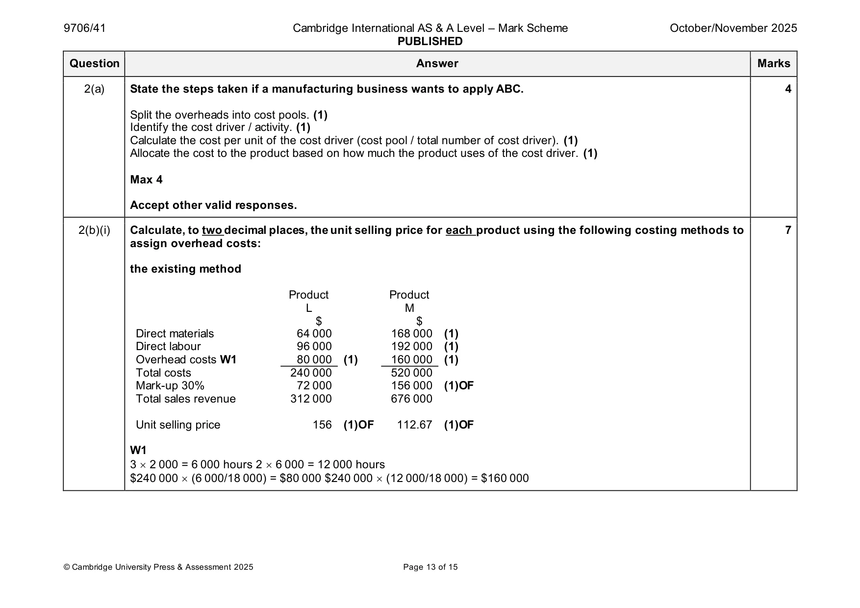 Mark scheme, page 13 of 15