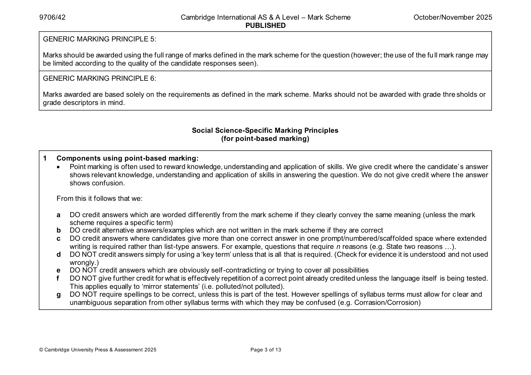 Mark scheme, page 3 of 13