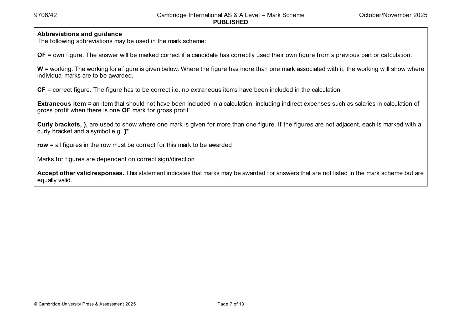 Mark scheme, page 7 of 13