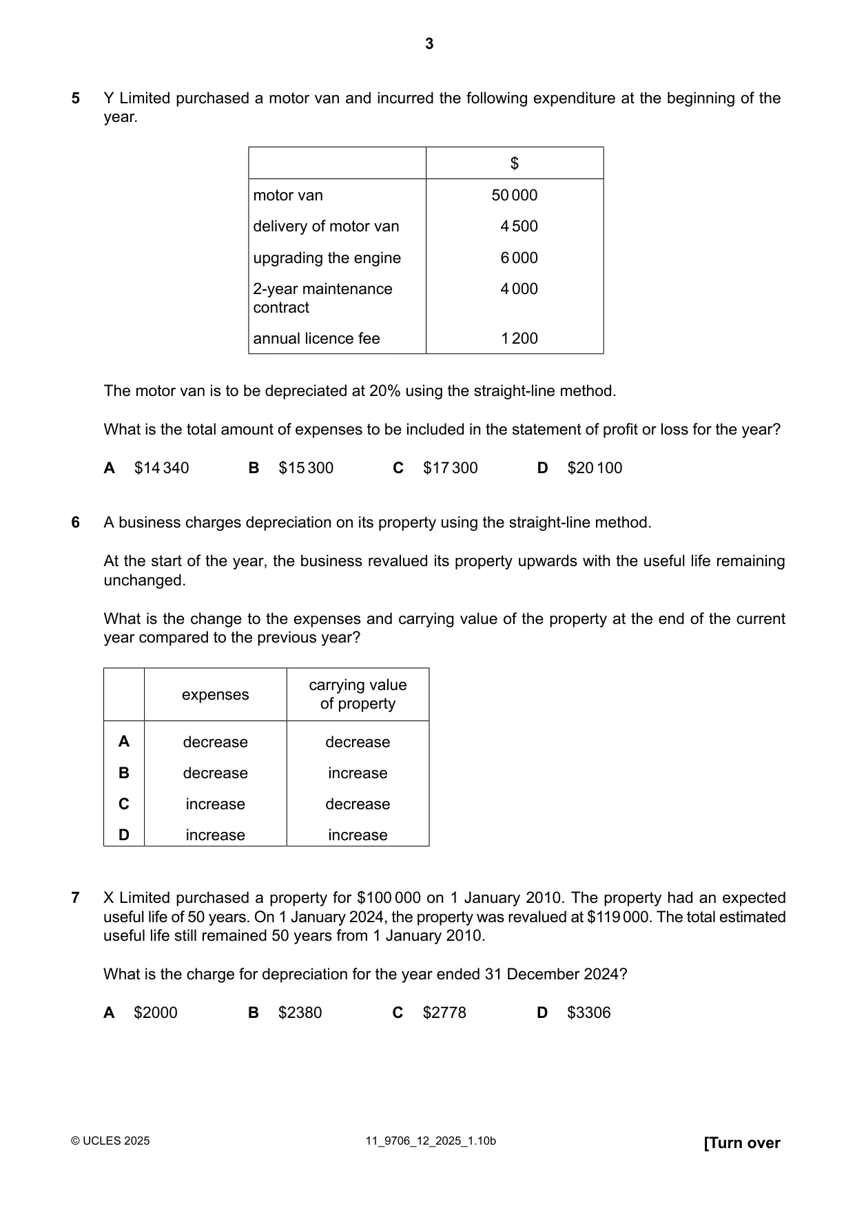 Cambridge A Level Accounting 9706 2025 Oct/Nov Paper 1 · Variant 2 question paper, page 3 of 12