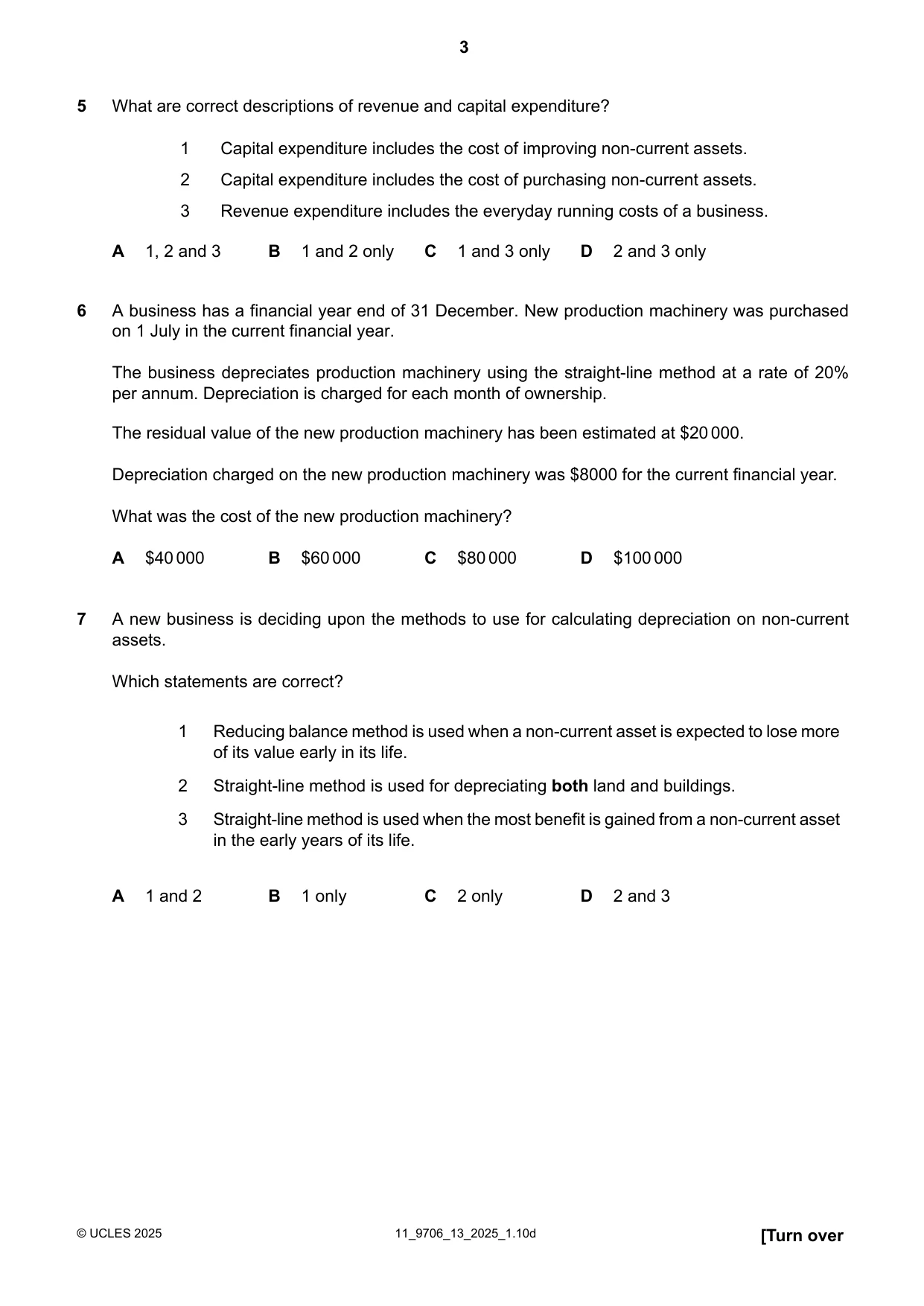 Cambridge A Level Accounting 9706 2025 Oct/Nov Paper 1 · Variant 3 question paper, page 3 of 12