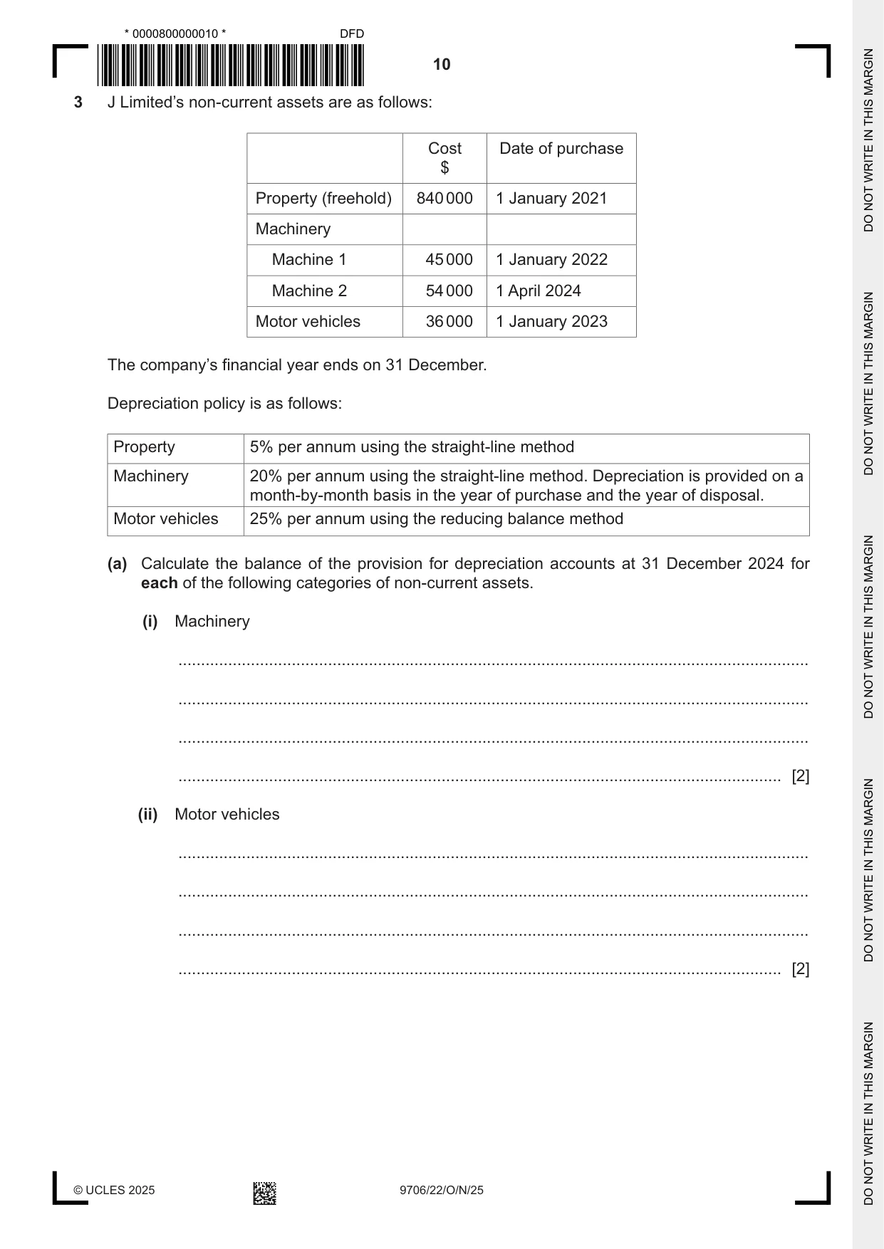 Cambridge A Level Accounting 9706 2025 Oct/Nov Paper 2 · Variant 2 question paper, page 10 of 20