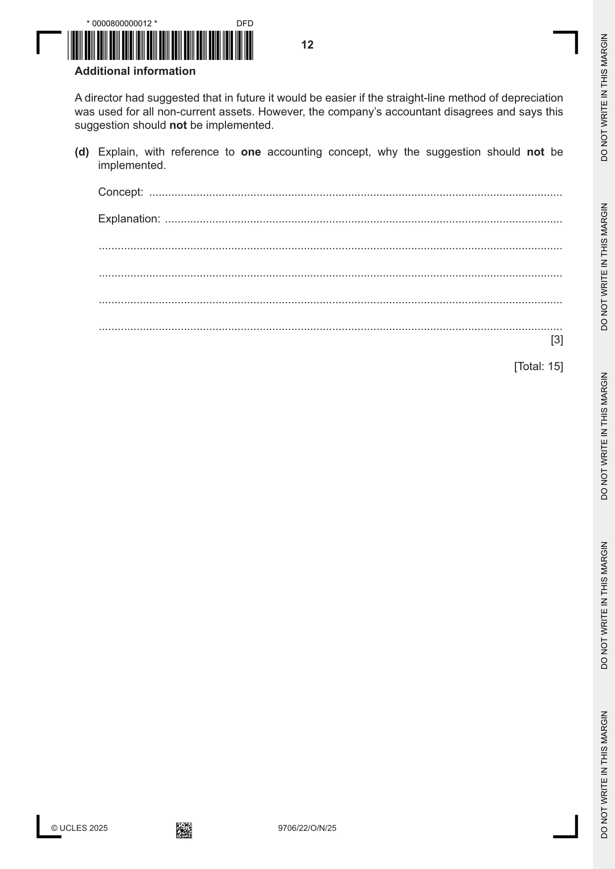 Cambridge A Level Accounting 9706 2025 Oct/Nov Paper 2 · Variant 2 question paper, page 12 of 20