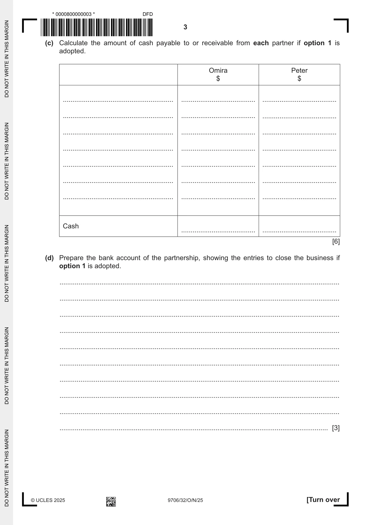 Cambridge A Level Accounting 9706 2025 Oct/Nov Paper 3 · Variant 2 question paper, page 3 of 16