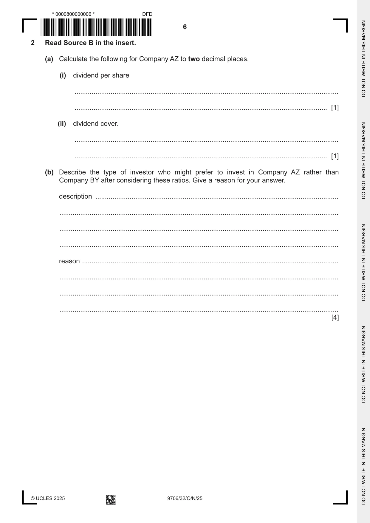 Cambridge A Level Accounting 9706 2025 Oct/Nov Paper 3 · Variant 2 question paper, page 6 of 16