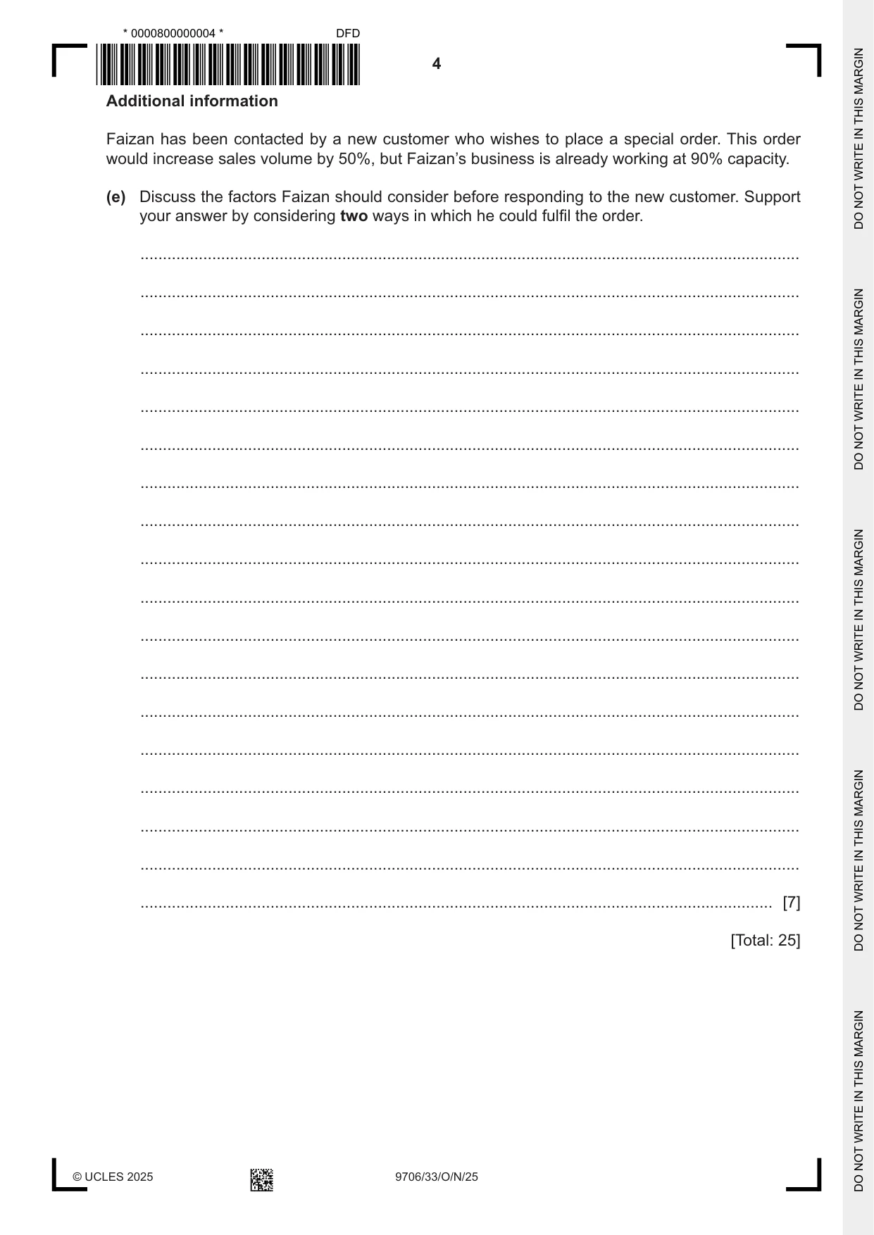 Cambridge A Level Accounting 9706 2025 Oct/Nov Paper 3 · Variant 3 question paper, page 4 of 12