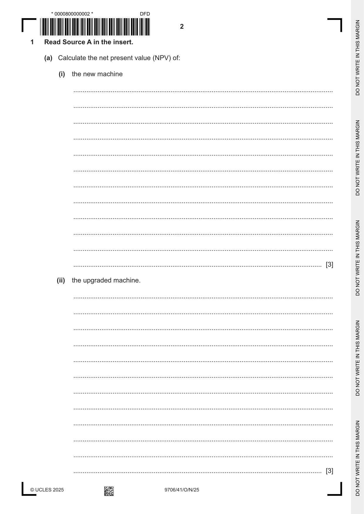 Cambridge A Level Accounting 9706 2025 Oct/Nov Paper 4 · Variant 1 question paper, page 2 of 8