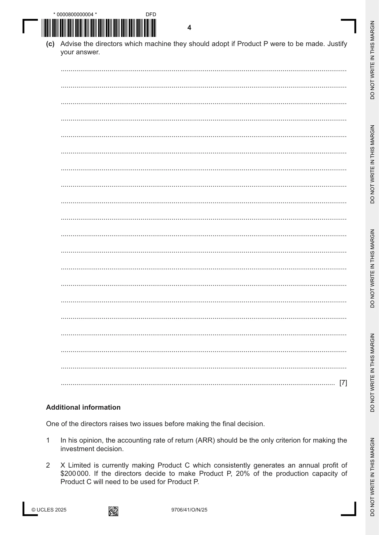 Cambridge A Level Accounting 9706 2025 Oct/Nov Paper 4 · Variant 1 question paper, page 4 of 8