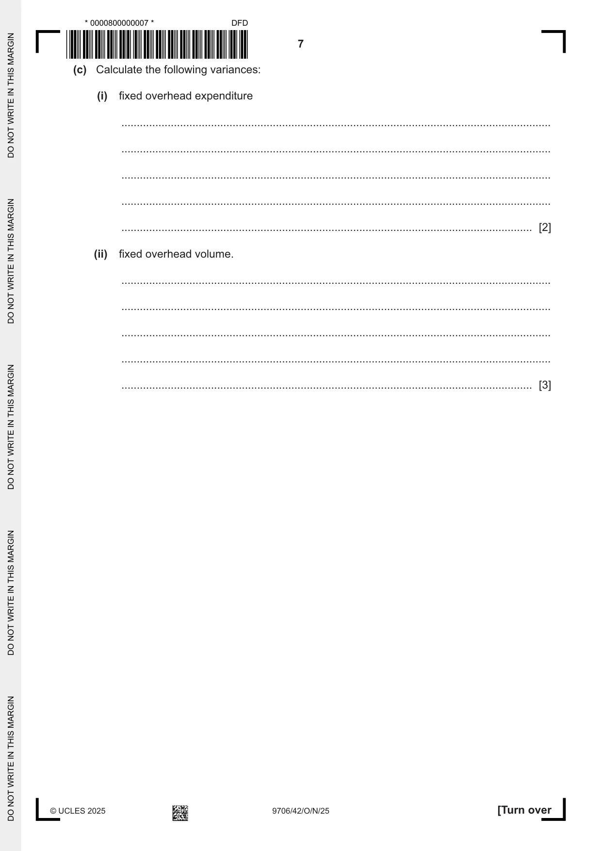 Cambridge A Level Accounting 9706 2025 Oct/Nov Paper 4 · Variant 2 question paper, page 7 of 12