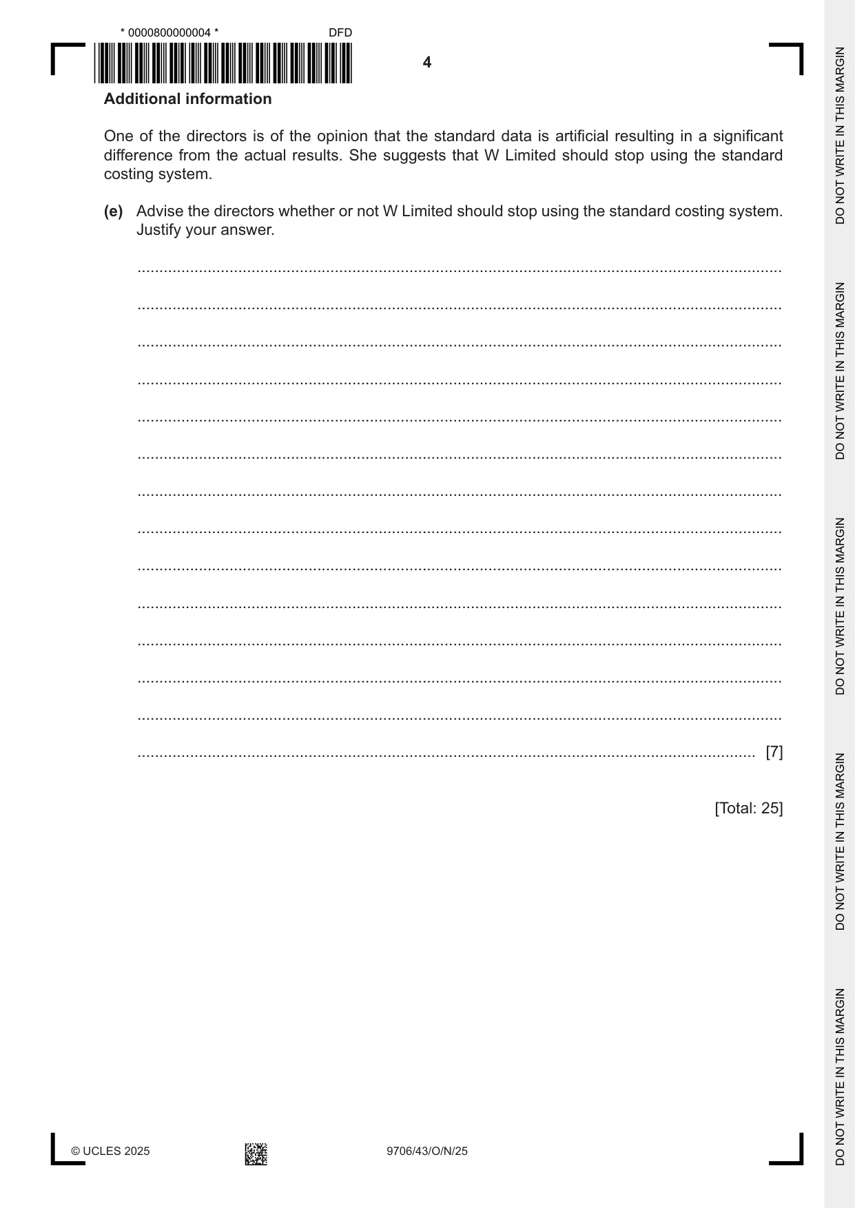 Cambridge A Level Accounting 9706 2025 Oct/Nov Paper 4 · Variant 3 question paper, page 4 of 8