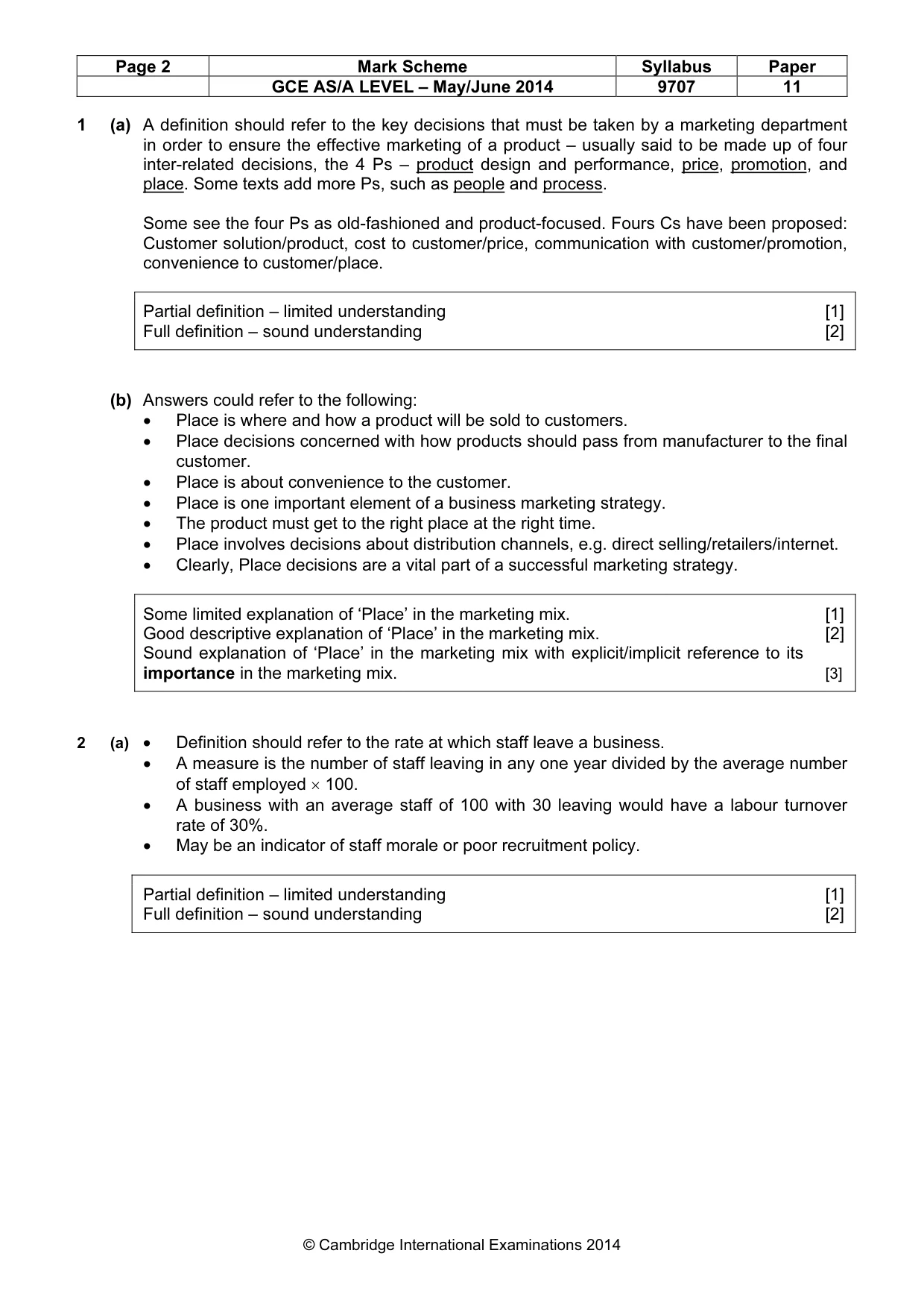 Mark scheme, page 2 of 6