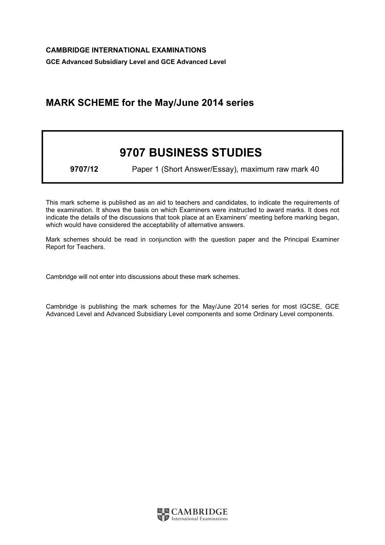 Mark scheme, page 1 of 6