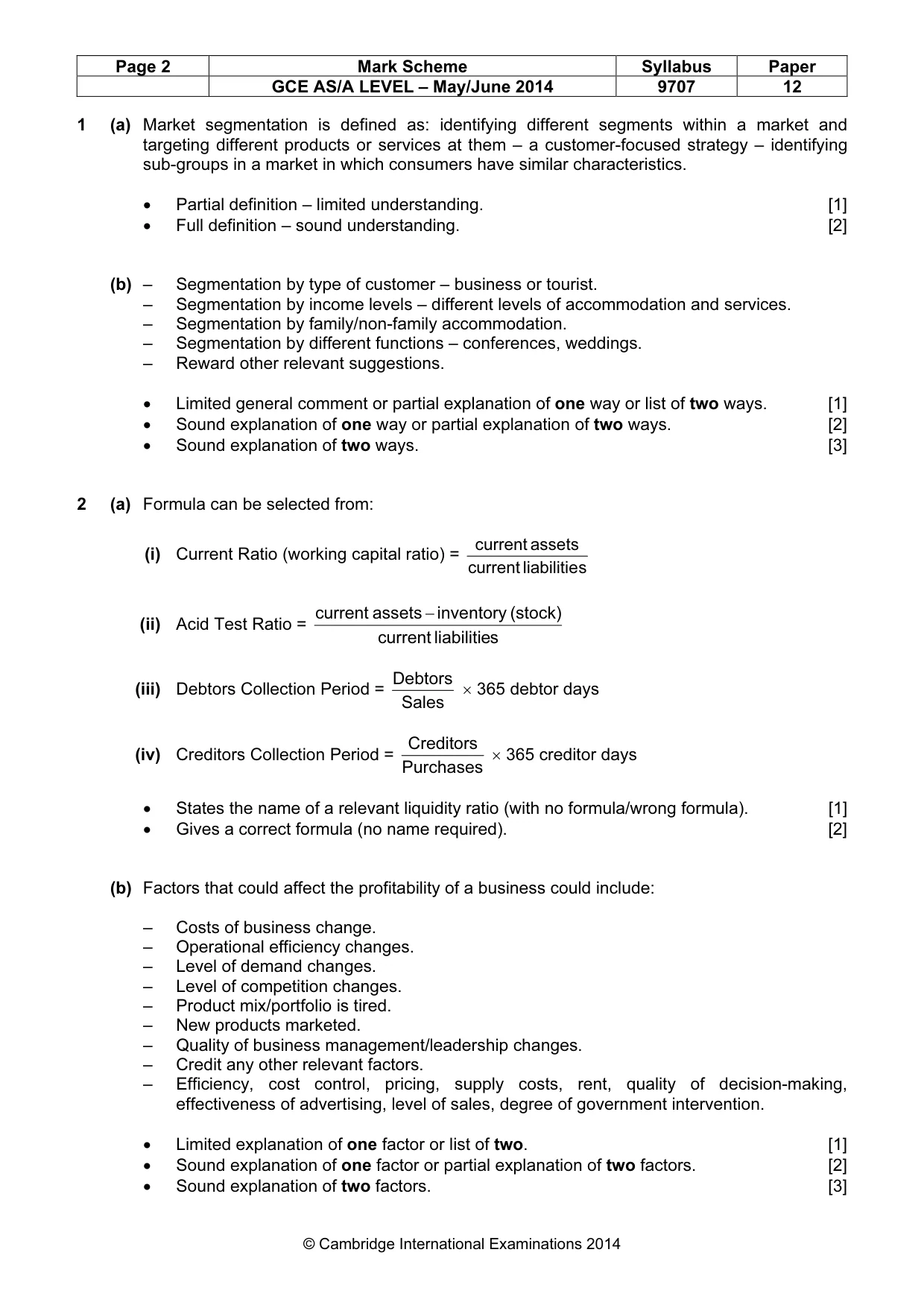 Mark scheme, page 2 of 6