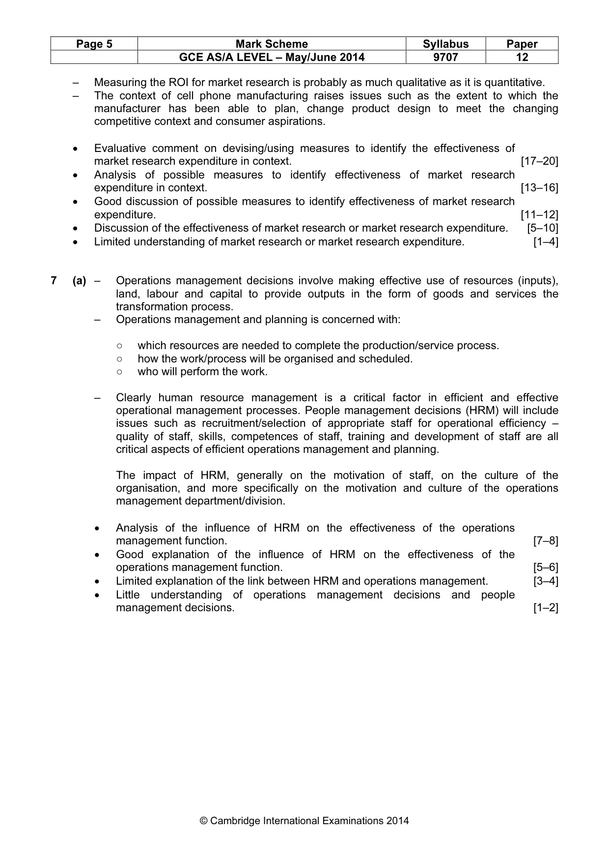 Mark scheme, page 5 of 6